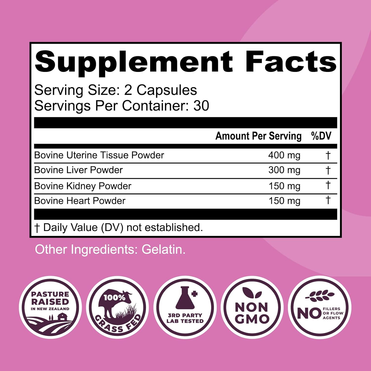 Left Coast Performance Women's Beef Organ Supplement - Supports Energy & Health - Pasture Raised in New Zealand - 60 Capsules