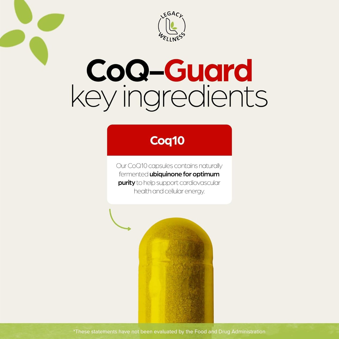 LegacyNutra CoQ-GUARD CoQ10 200mg Supplement - High Potency for Energy, Heart Health & Antioxidant Support - Non-GMO Ubiquinone Capsules for Wellness