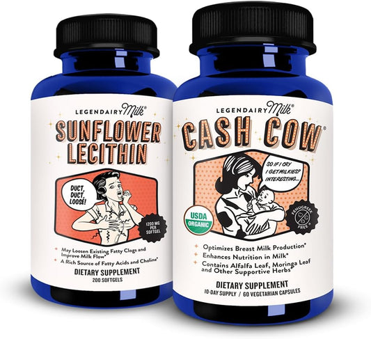 Legendairy Milk Sunflower Lecithin and Cash Cow Breastfeeding Supplements for Milk Supply & Clogged Ducts - Lactation Support without Fenugreek