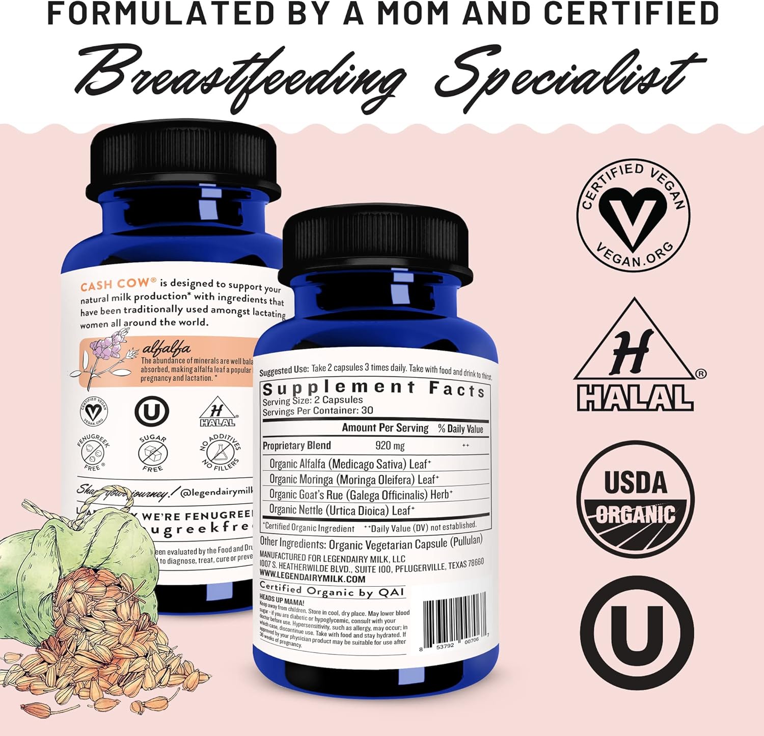 Legendairy Milk Sunflower Lecithin and Cash Cow Breastfeeding Supplements for Milk Supply & Clogged Ducts - Lactation Support without Fenugreek