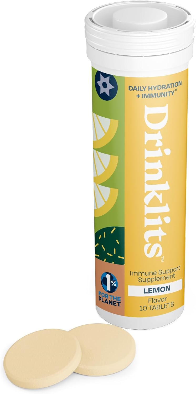 Lemon Daily Immune Support Tablets with Vitamin C and Electrolytes - Zero Sugar - Botanical Blend - 10 Servings