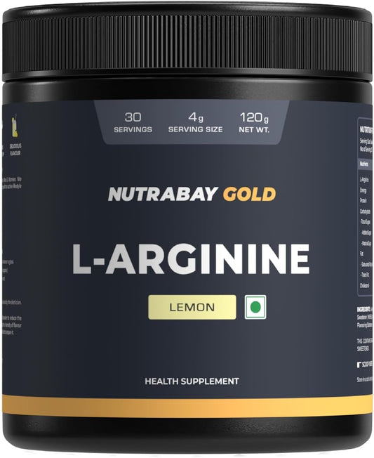 Lemon Flavored L-Arginine Supplement Powder for Pre-Workout Endurance, Muscle Building, and Recovery - 120g
