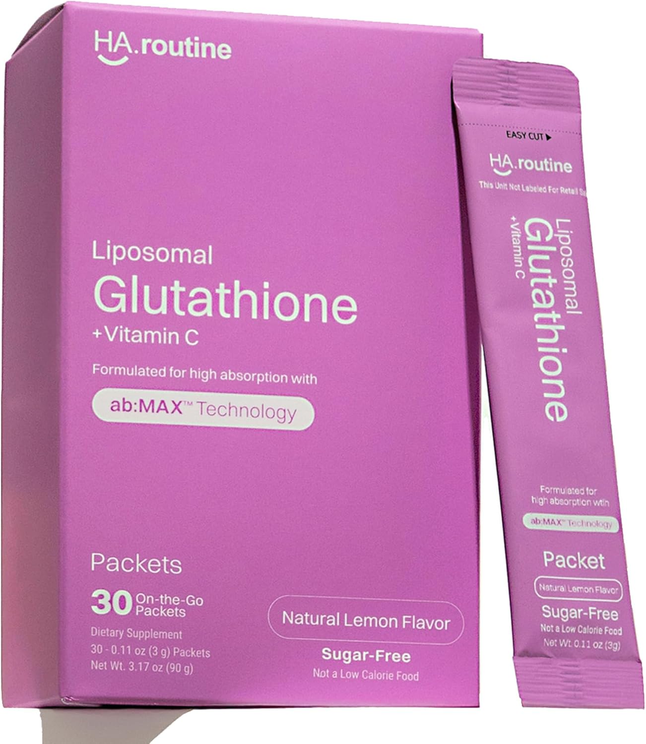 Lemon Flavored Liposomal Glutathione Powder with Vitamin C - 30 Packets for Skin Health & Detox