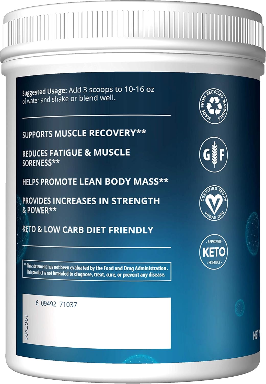 Lemon Flavored MRM BCAA+G RELOAD Post-Workout Recovery Powder - 840g, 60 Servings