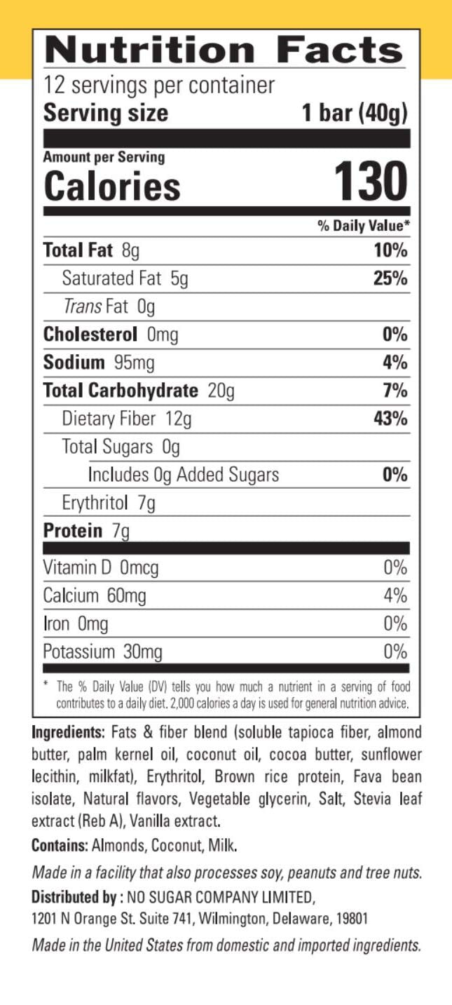 Lemon Meringue Flavor Vegan Keto Bars - Low Carb, High Protein, Plant Based, 0g Sugar - 12 Bars