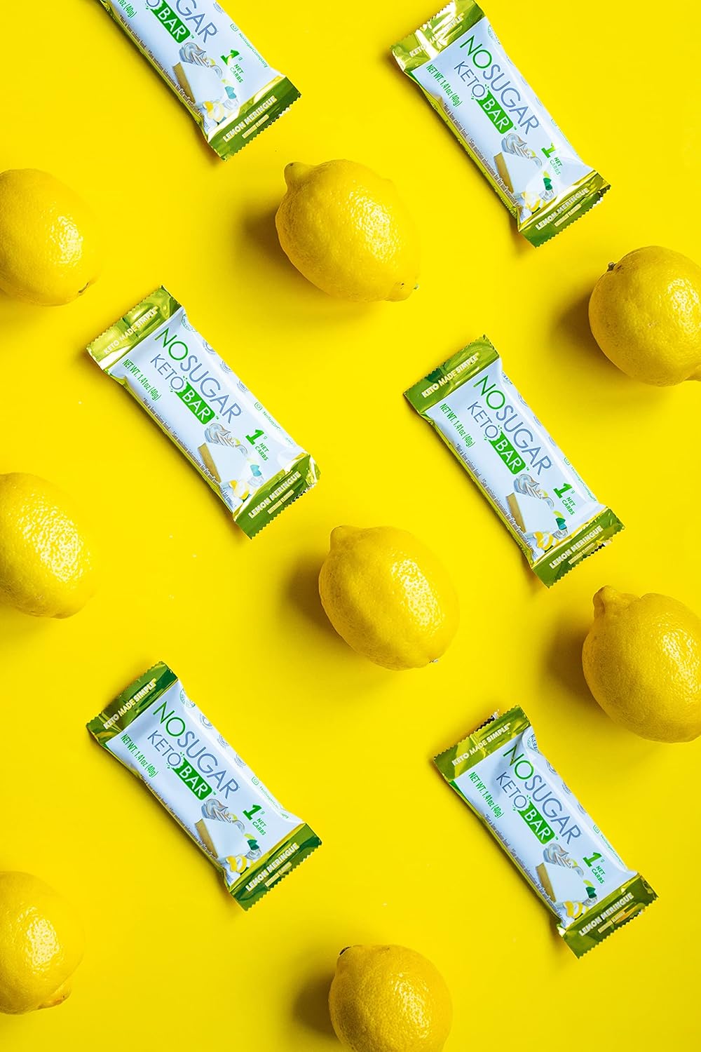Lemon Meringue Flavor Vegan Keto Bars - Low Carb, High Protein, Plant Based, 0g Sugar - 12 Bars