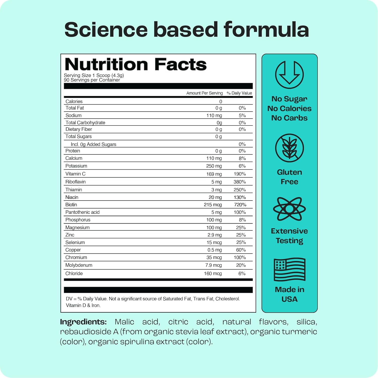 Lemonade Flavored Multivitamin Electrolyte Powder with Sodium - Energy and Hydration Supplement - No Sugar, No Calories - 90 Servings - Made in USA