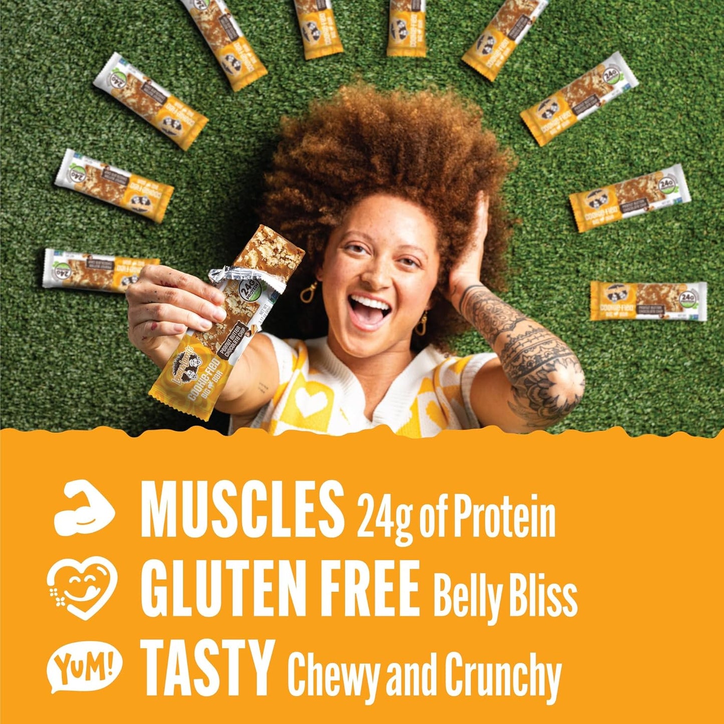 Lenny & Larry's Peanut Butter Chocolate Chip Vegan Protein Bars - 12 Pack of 90g Cookie-fied BIG BAR - High Protein, High Fiber, Gluten-Free, Keto-Friendly Snacks