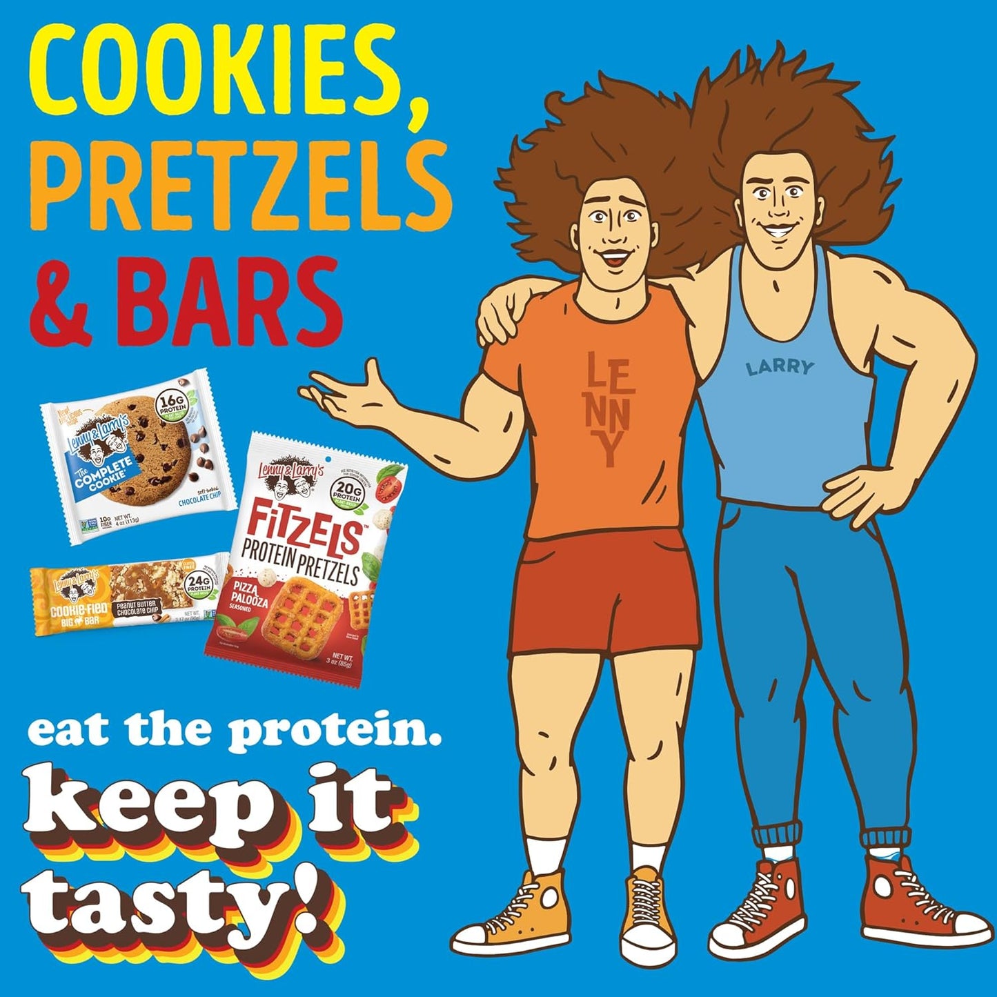 Lenny & Larry's Peanut Butter Chocolate Chip Vegan Protein Bars - 12 Pack of 90g Cookie-fied BIG BAR - High Protein, High Fiber, Gluten-Free, Keto-Friendly Snacks