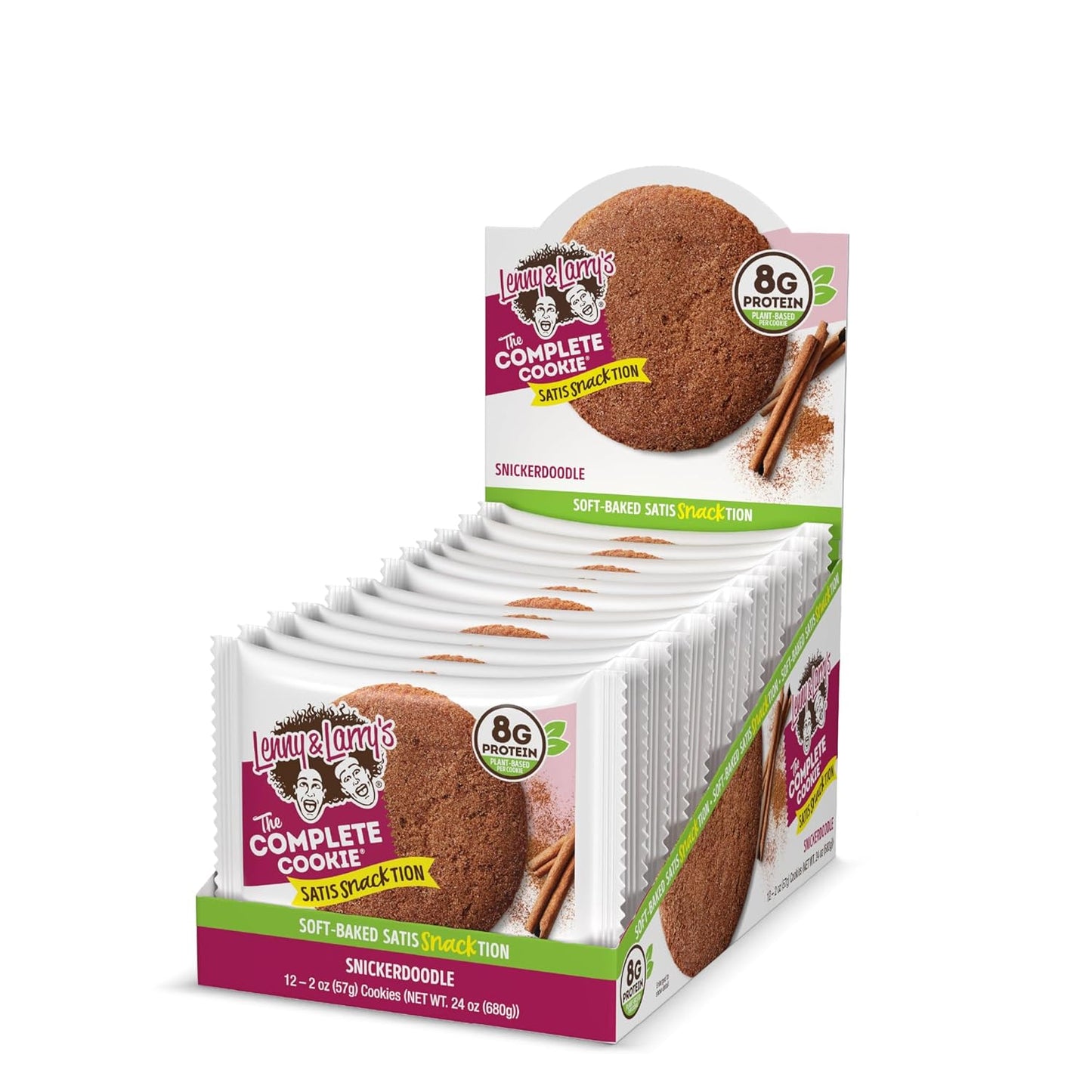 Lenny & Larry's Snickerdoodle Complete Cookie - Soft Baked Vegan Snack with 8g Plant Protein - Non-GMO (12 Pack)