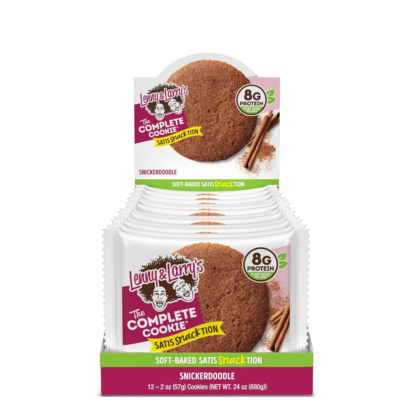 Lenny & Larry's Snickerdoodle Complete Cookie - Soft Baked Vegan Snack with 8g Plant Protein - Non-GMO (12 Pack)