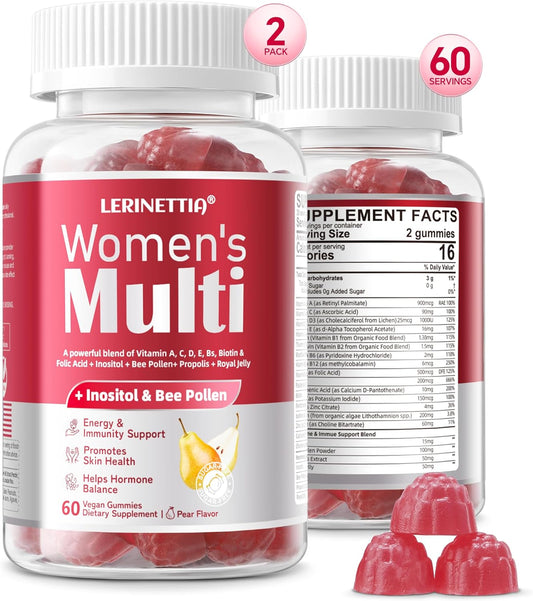 Lerinettia Women's 50+ Multivitamin with Immune Health Support, Calcium, Zinc - 120 Count Vegan Formula