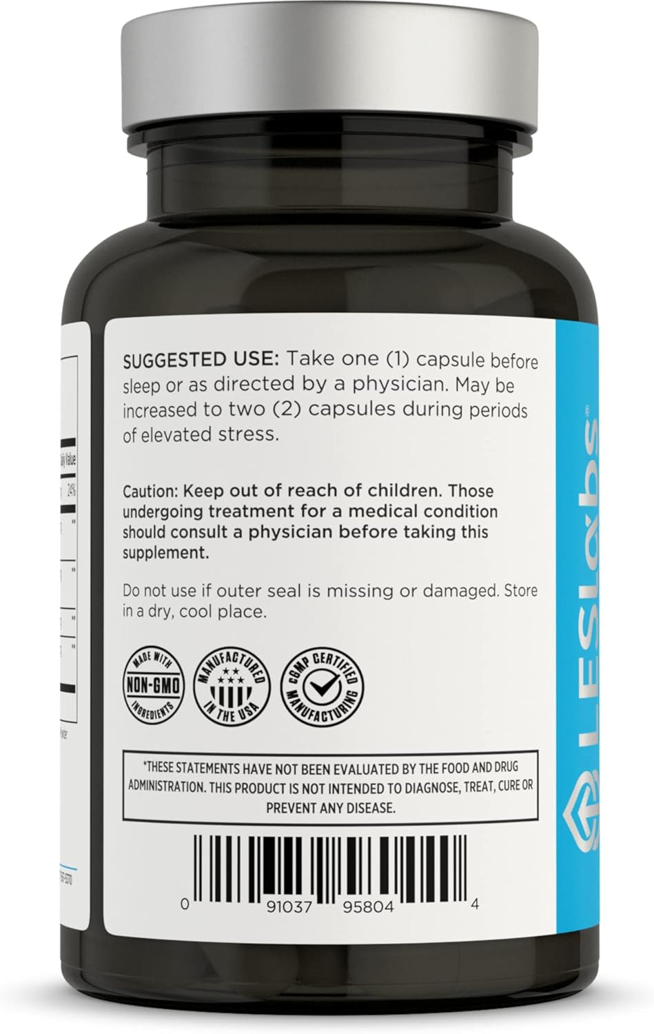 LES Labs Cortisol Health Capsules - Natural Stress Relief & Sleep Aid with Phosphatidylserine, Magnesium, and Adaptogens - Non-GMO - 60 Count