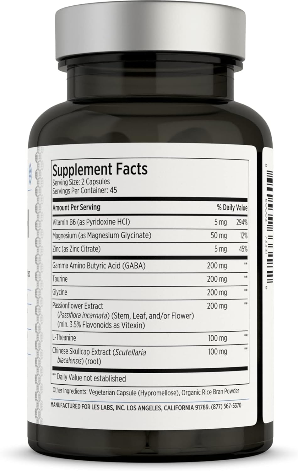 LES Labs GABA Health: Natural Stress Relief & Relaxation Supplement for Deep Sleep - 90 Capsules
