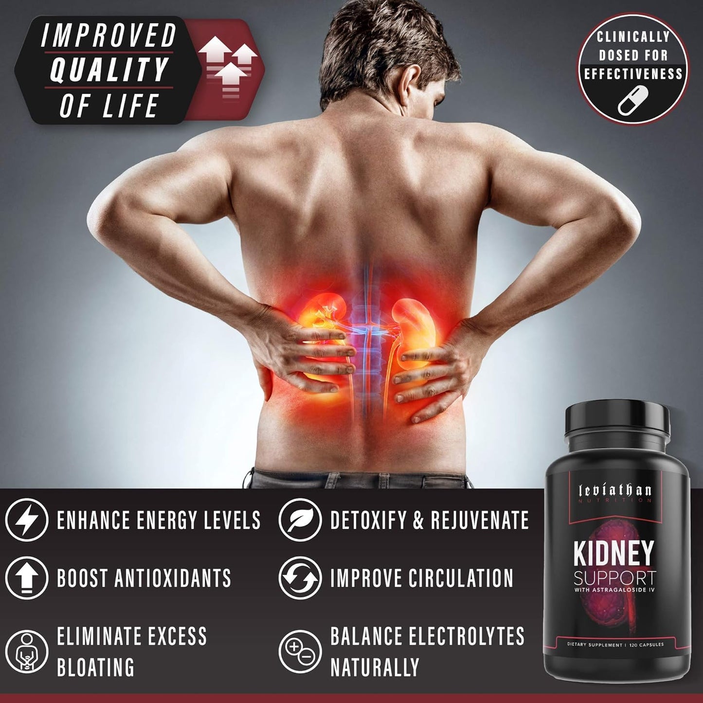 Leviathan Nutrition Super Kidney Cleanse & Urinary Detox Formula - Promotes Optimal Kidney Health, Gallbladder Support, Detox & Stone Management | 120 Capsules