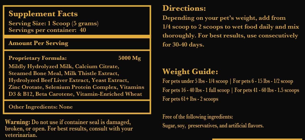 Lexelium Nursing Supplement for Dogs and Cats - Lactation and Recovery Vitamins for Breeders - Puppy and Kitten Development - 200g