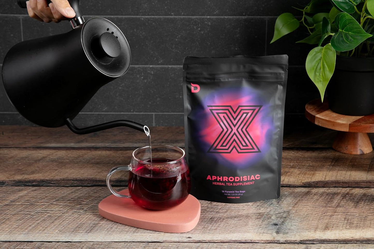 Libido-Boosting Aphrodisiac Tea for Couples - Gluten, Sugar, and Caffeine-Free - Horny Goat Weed, Fenugreek, Butterfly Pea Flower, and Hibiscus Blend