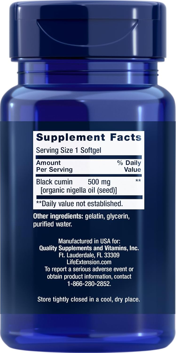 Life Extension Black Cumin Seed Oil Softgels - Pack of 120