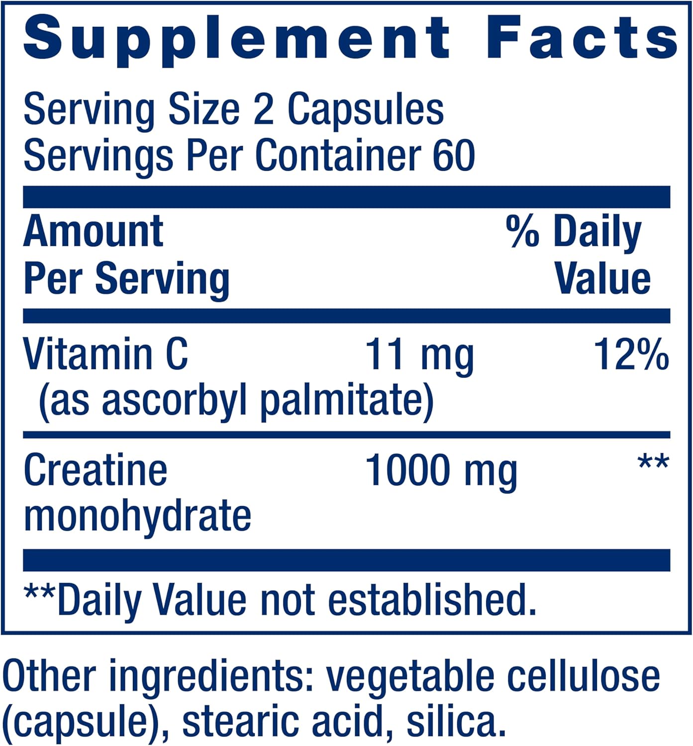 Life Extension Creatine Monohydrate Capsules - Enhances Strength, Lean Muscle, Endurance - Non-GMO, Gluten-Free - 120 Capsules