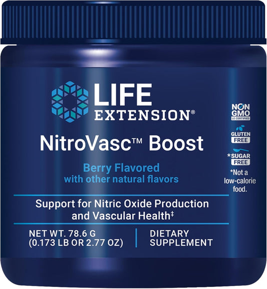 Life Extension NitroVasc Boost: Blood Flow and Heart Health Supplement with L-arginine, Gluten-Free, Non-GMO, Vegetarian - 30 Servings