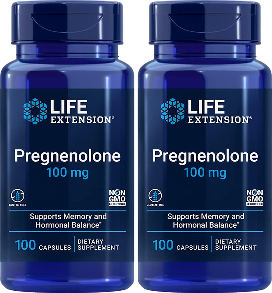 Life Extension Pregnenolone 100mg Capsules - 200 Count (2-Pack)