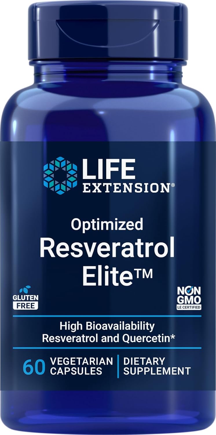 Life Extension Resveratrol Elite with Bio-Quercetin, 60 Vegetarian Capsules - Non GMO & Gluten Free
