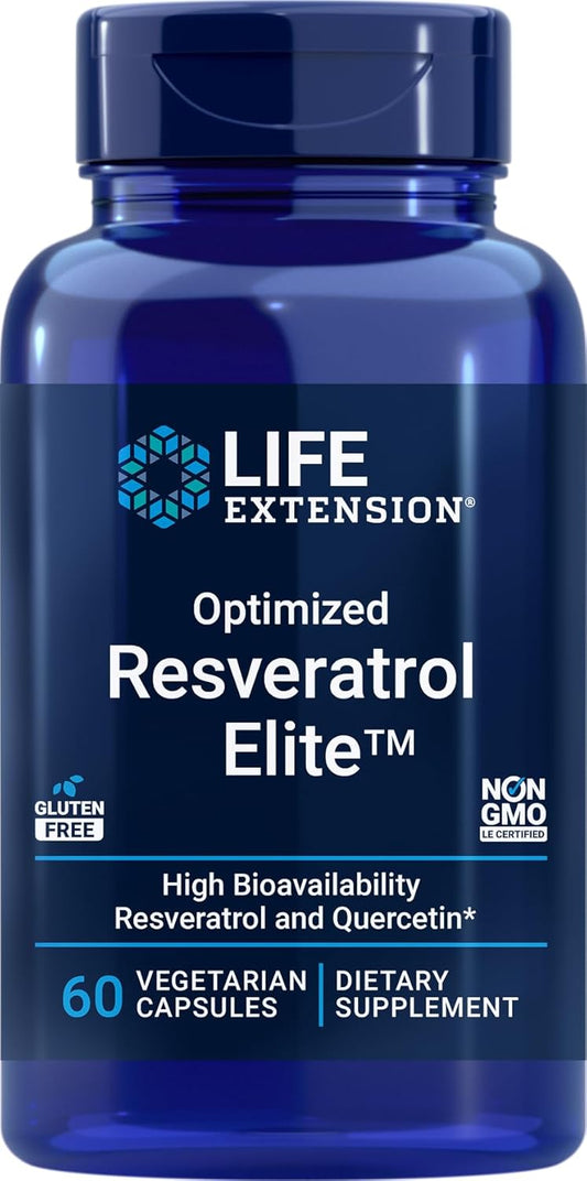 Life Extension Resveratrol Elite with Bio-Quercetin, 60 Vegetarian Capsules - Non GMO & Gluten Free