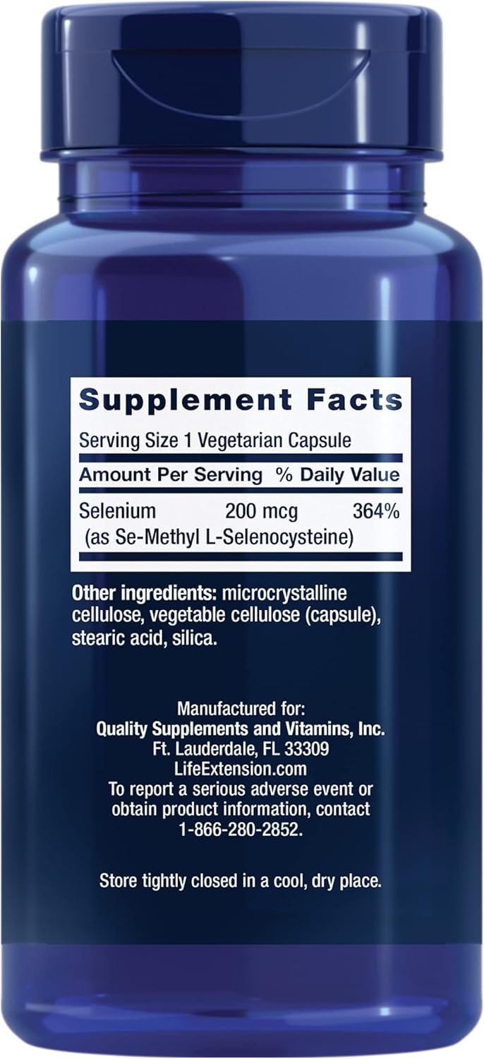 Life Extension Se-Methyl L-Selenocysteine Capsules - Advanced Selenium Antioxidant for Cellular Health, Anti-Aging - 90 ct, Vegetarian & Non-GMO