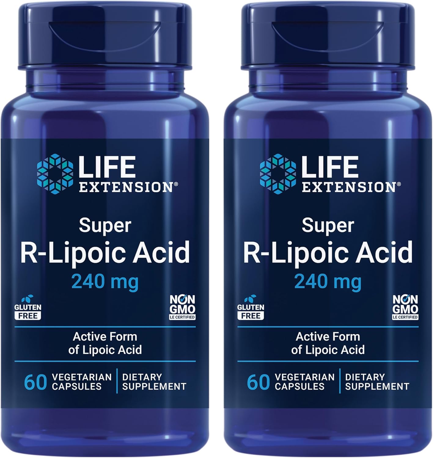 Life Extension Super R-Lipoic Acid Capsules - 240mg of R-Form R-Lipoic Acid for Oxidative Stress Defense - Gluten-Free, Non-GMO, Vegetarian - 60ct x 2 Pack