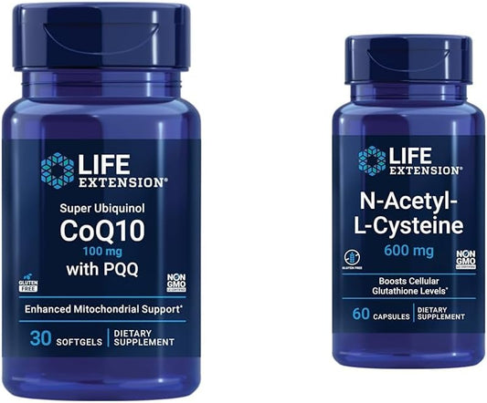 Life Extension Super Ubiquinol CoQ10 with PQQ and NAC for Immune, Respiratory, and Liver Health