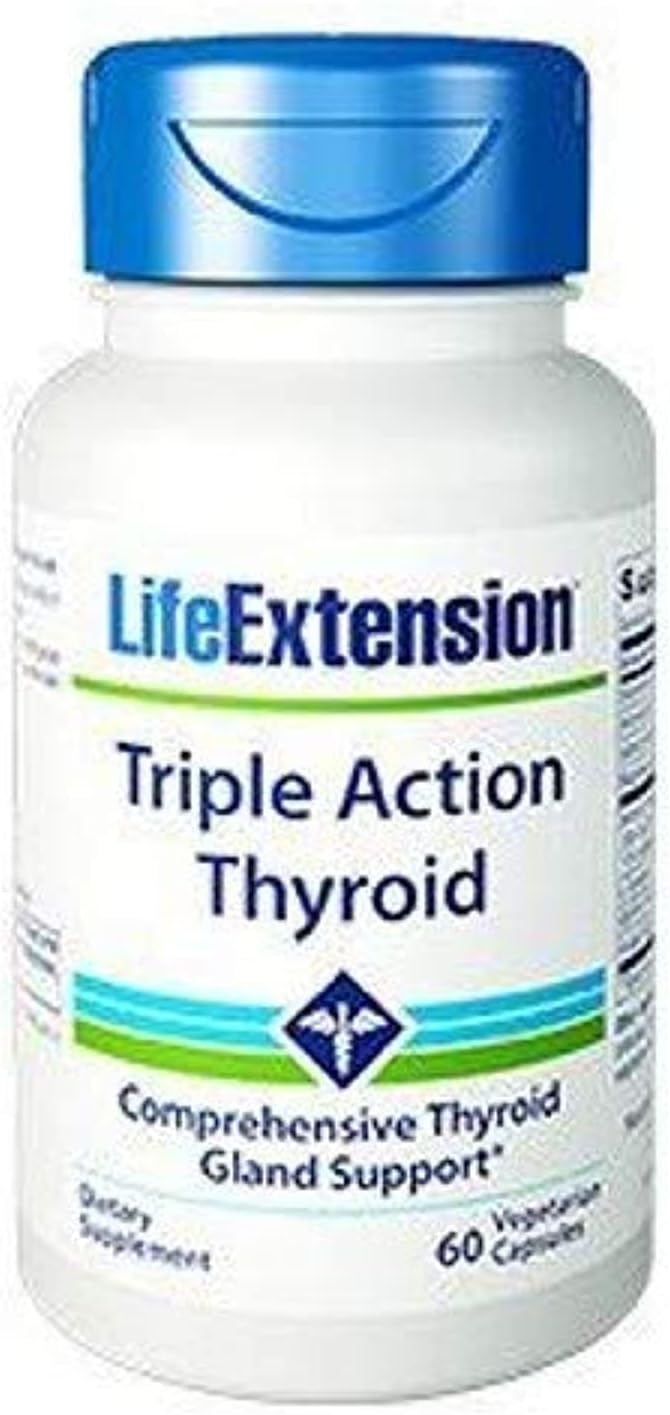 Life Extension Triple Action Thyroid 60 Vegetarian Capsules - Pack of 2 - Thyroid Support Supplement