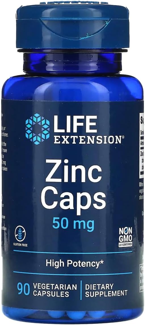 Life Extension Zinc Capsules - 50 mg Zinc Citrate for Immune Support - Ultra-Absorbable, Non-GMO, 90 Vegetarian Capsules