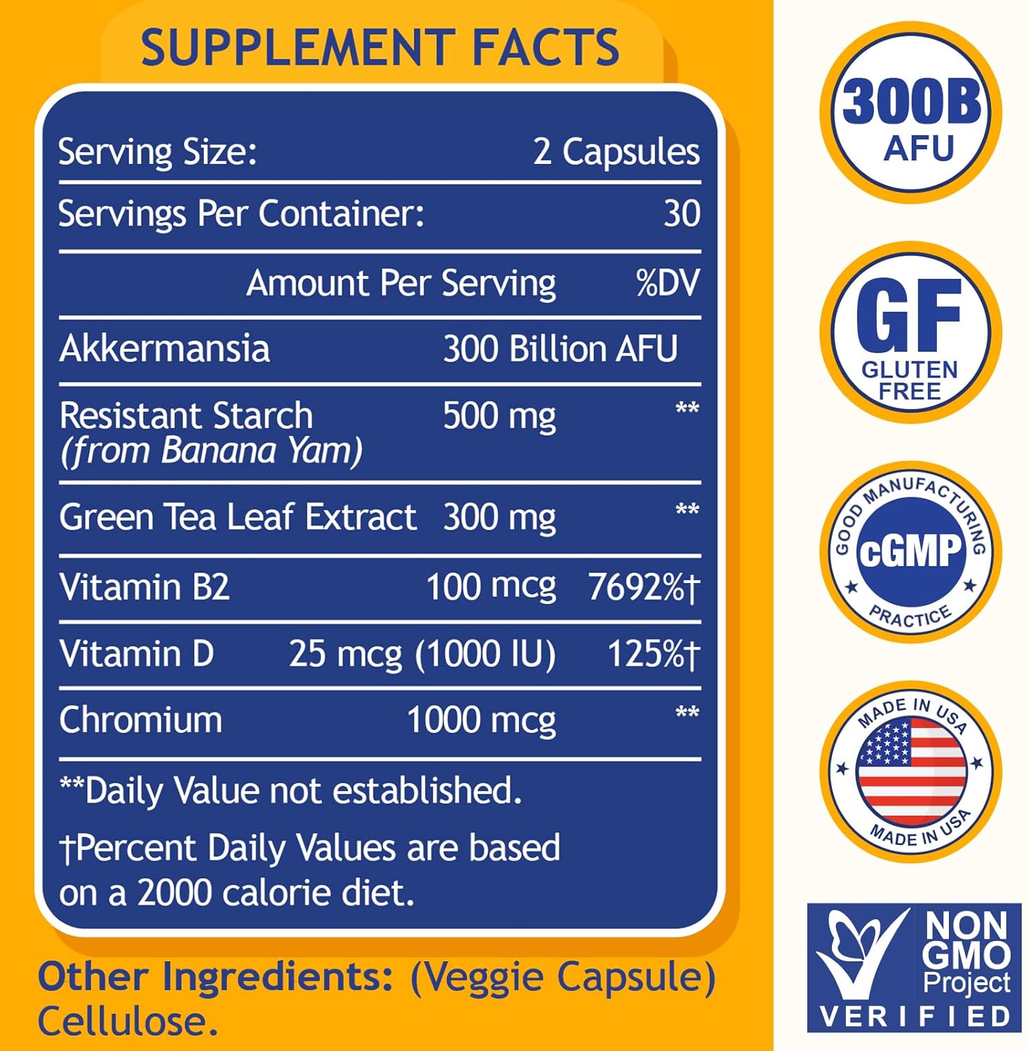 Lifeatlas Akkermansia Probiotic Supplement | 300 Billion AFU for Gut Health & Immunity | GLP-1 Production Support | 60 Capsules