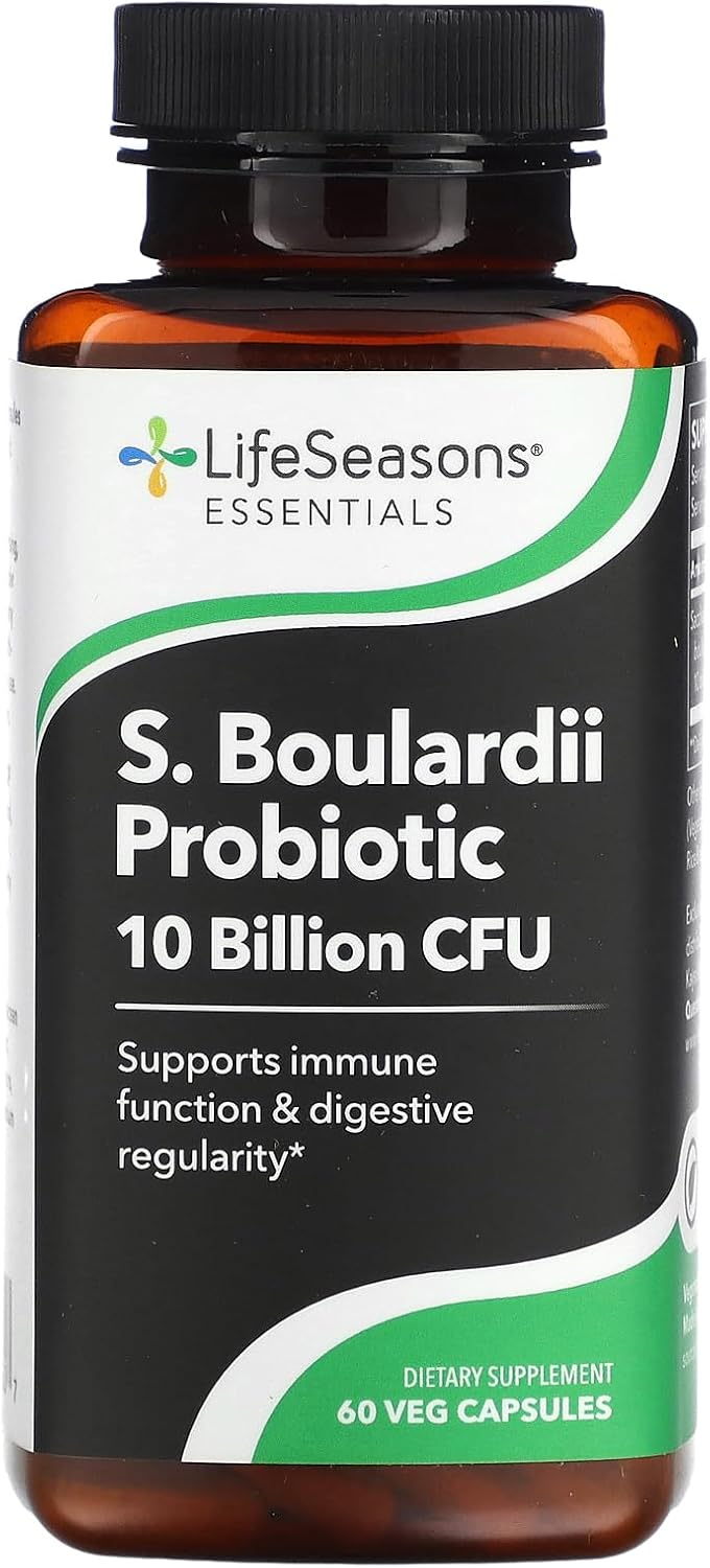 LifeSeasons S. Boulardii Probiotic Capsules - Supports Immune Function, Digestive Regularity, & Gut Health - Saccharomyces - 60 Count