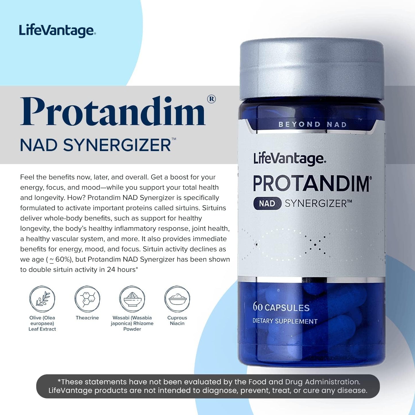 LifeVantage Protandim NAD Synergizer: 60 Capsules, Supports Healthy Vascular System, Energy, Focus, Cellular Health