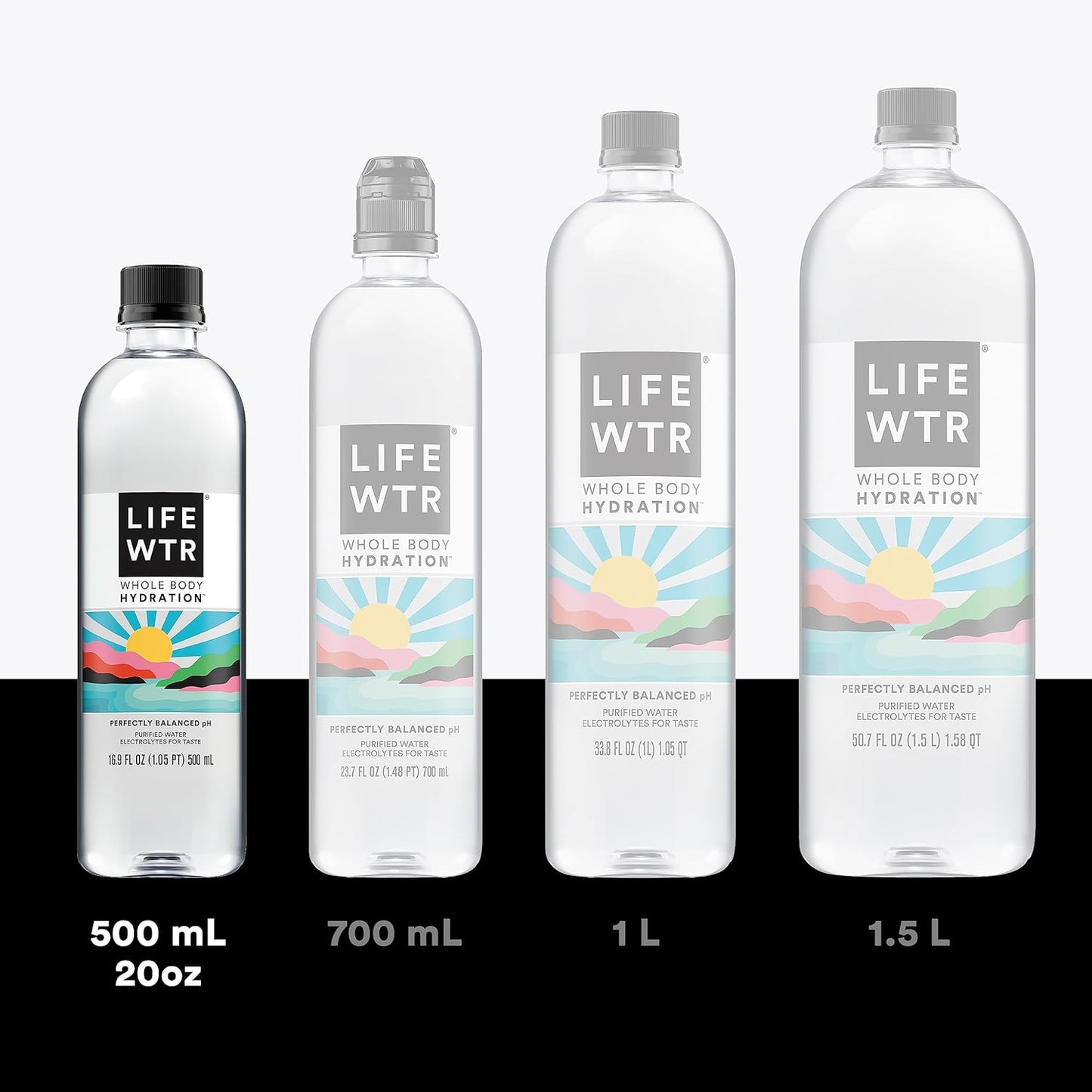 LIFEWTR Premium Purified Water with Electrolytes, pH Balanced, 100% Recycled Plastic, 16.9 Fl Oz (500ml) Bottles - Pack of 12