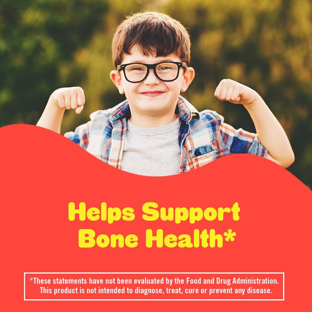 Lil Critters Calcium + D3 Daily Gummy Supplement for Kids - Bone Support - Orange, Strawberry, Cherry - 150 Gummies