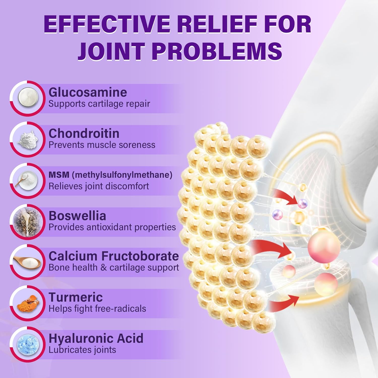 LILICARE Glucosamine Chondroitin Gummies with MSM, Boswellia Turmeric, Hydrolyzed Collagen & Hyaluronic Acid - 120 Count - Mobility Supplement
