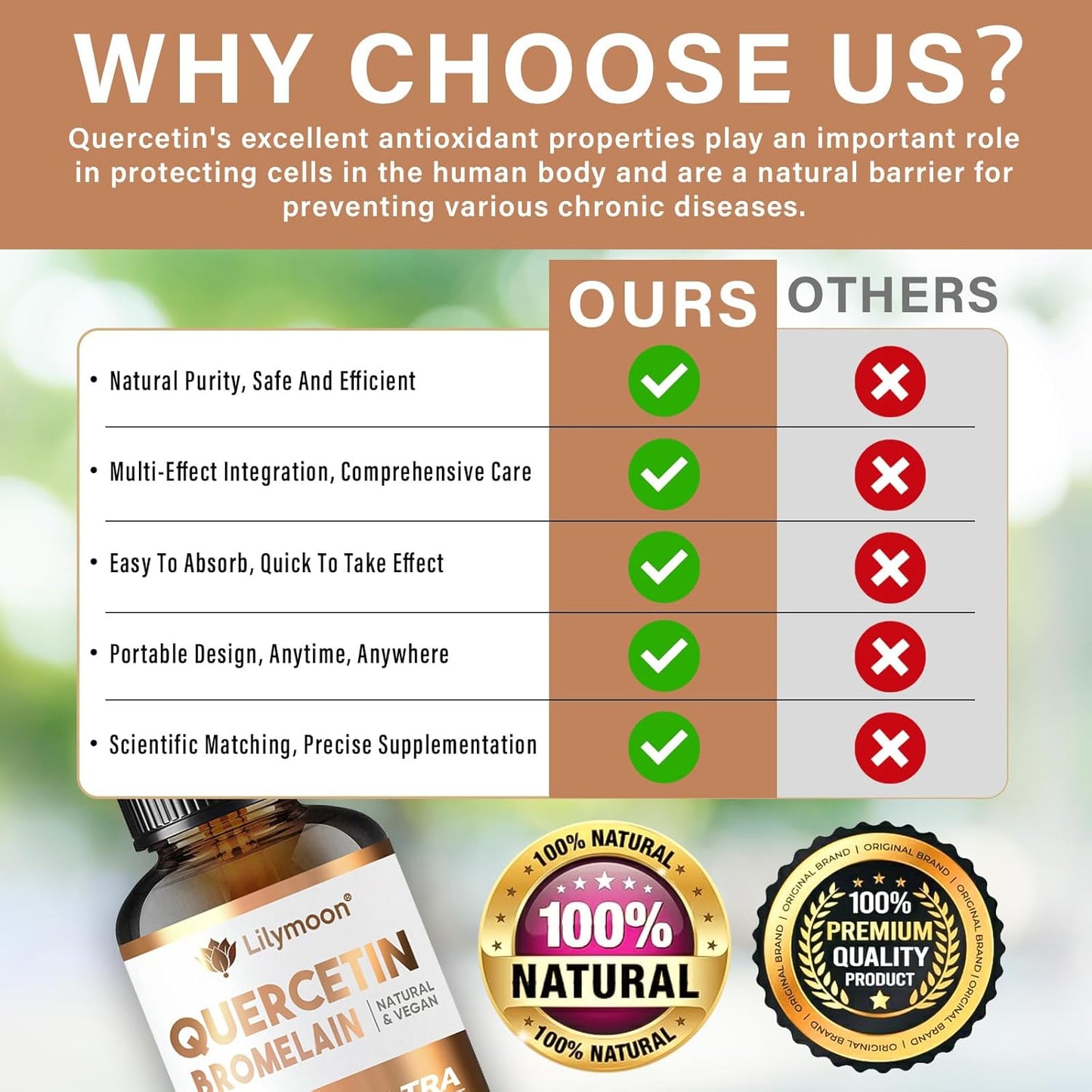 Lilymoon Quercetin Drops with Bromelain for Immune & Respiratory Health, Antioxidant Support, Natural Vegan Formula