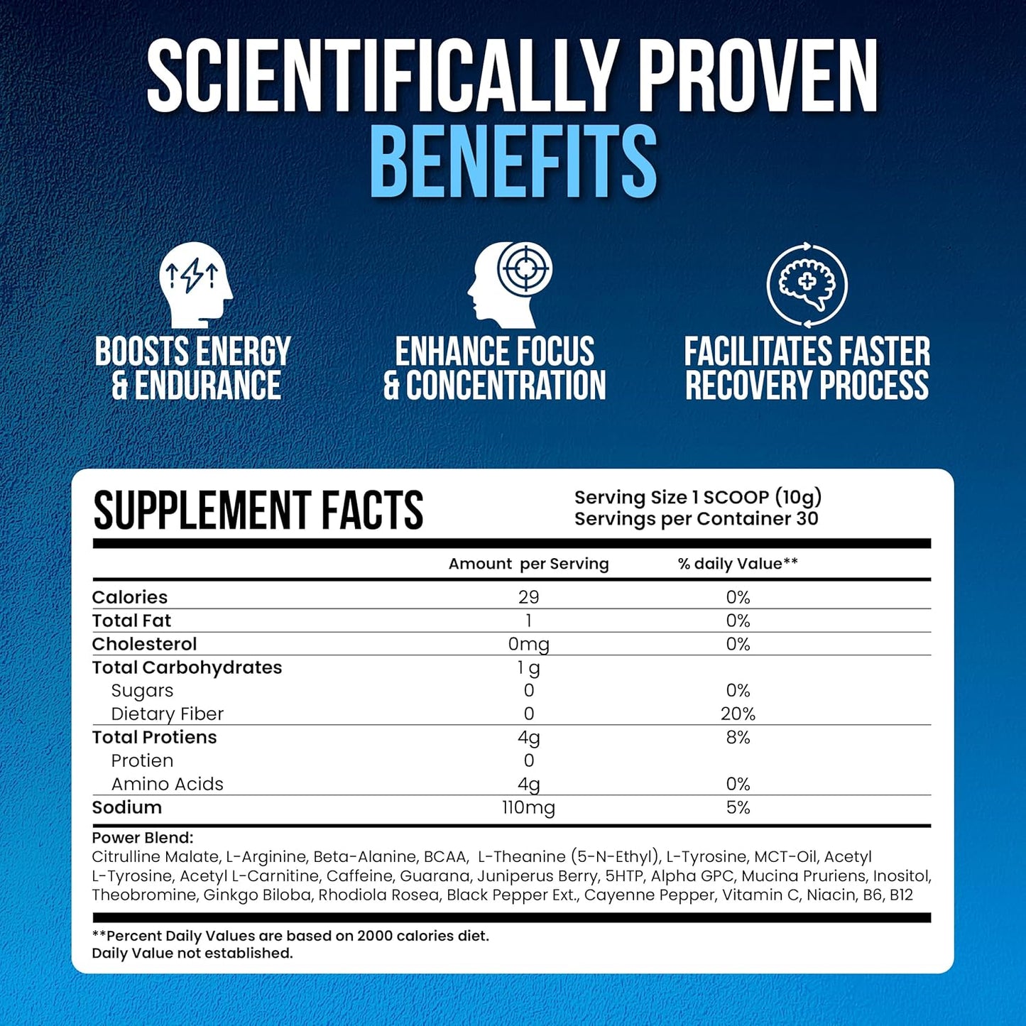 LIMITLESS X ONESHOT Blue Razz Pre Workout Powder - BCAAs Amino Acids Supplement with 200mg Caffeine, Beta Alanine, Citrulline Malate - 30 Servings for Men and Women