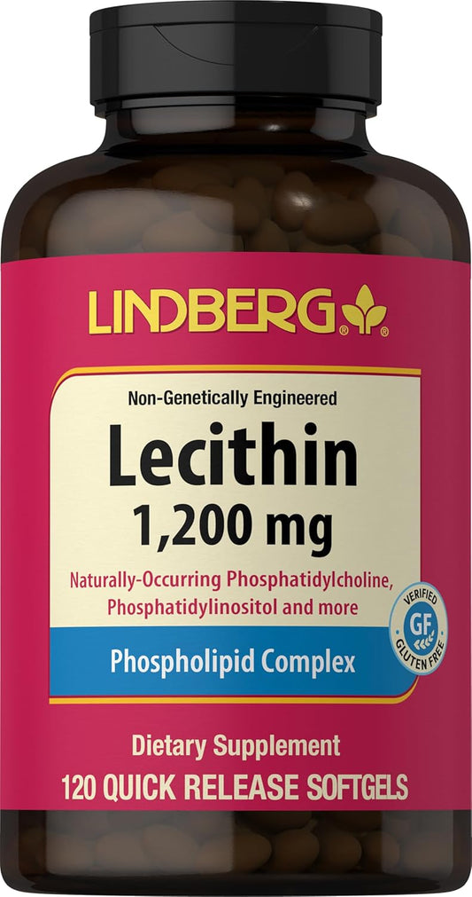 Lindberg Lecithin 1200mg Softgel Capsules for Men & Women - Phospholipid Complex, Non-GMO, Gluten Free