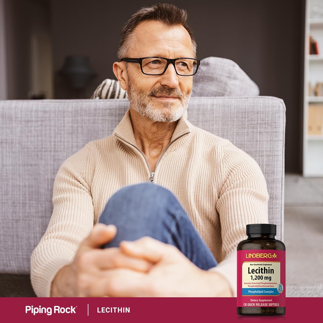 Lindberg Lecithin 1200mg Softgel Capsules for Men & Women - Phospholipid Complex, Non-GMO, Gluten Free