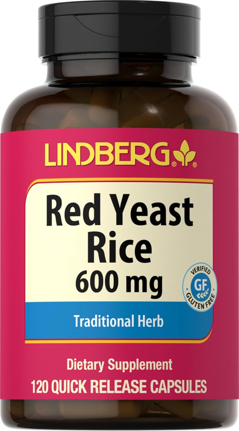 Lindberg Red Yeast Rice Capsules 600mg | 120 Count | Non-GMO, Gluten Free Traditional Herb Supplement