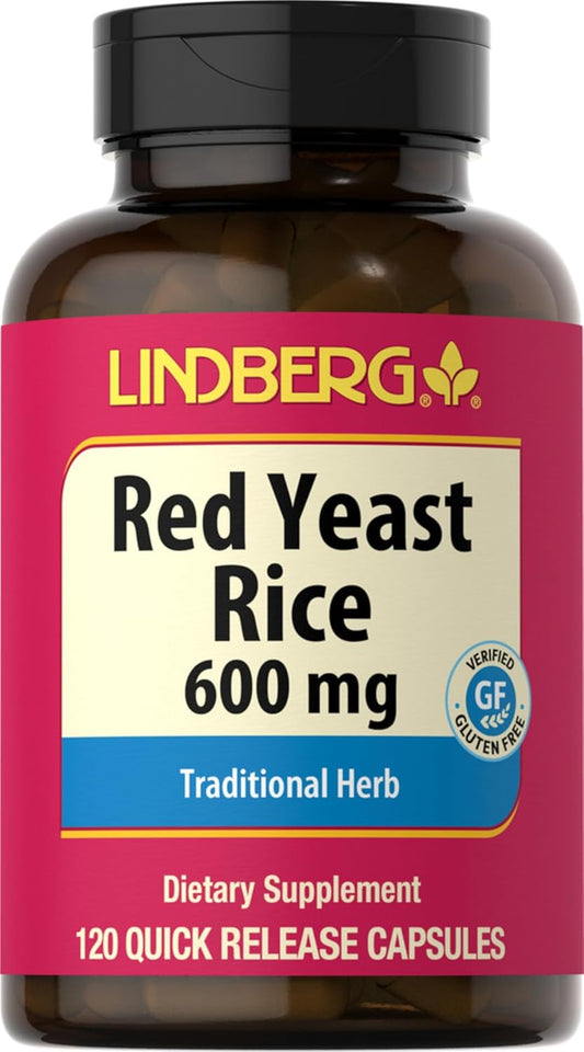 Lindberg Red Yeast Rice Capsules 600mg | 120 Count | Non-GMO, Gluten Free Traditional Herb Supplement