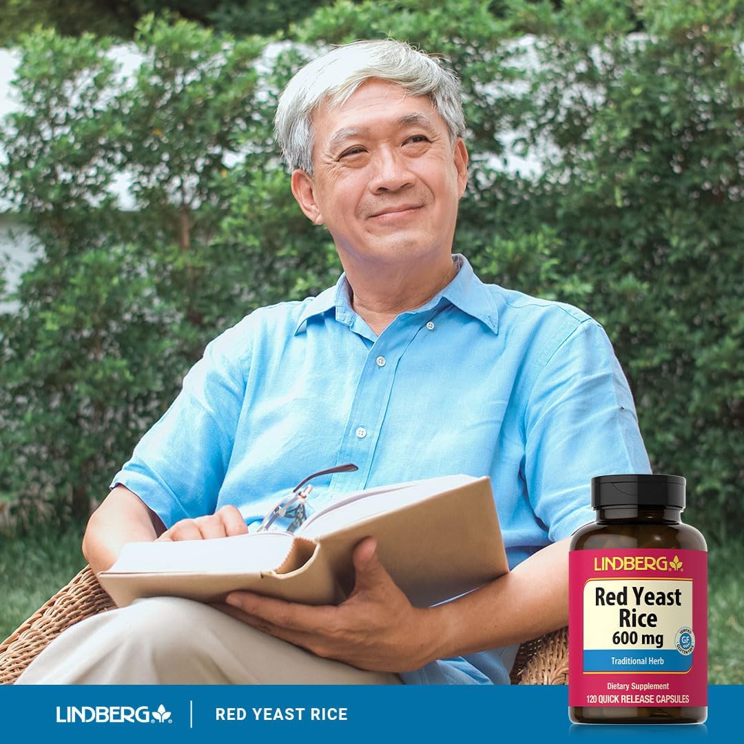 Lindberg Red Yeast Rice Capsules 600mg | 120 Count | Non-GMO, Gluten Free Traditional Herb Supplement