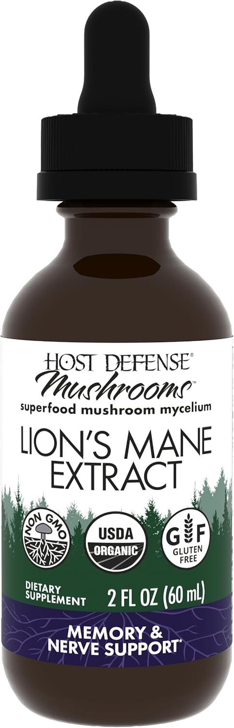 Lion's Mane Brain Health Supplement - Focus, Memory, Immune & Nervous System Support - 2 fl oz