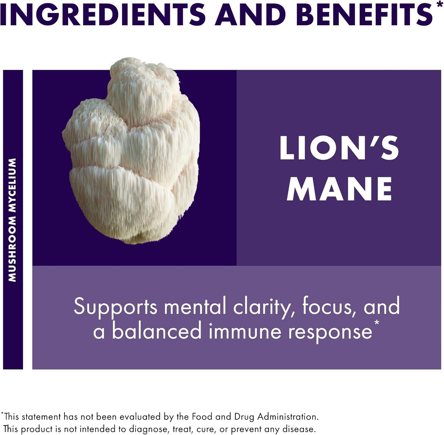 Lion's Mane Brain Health Supplement - Focus, Memory, Immune & Nervous System Support - 2 fl oz