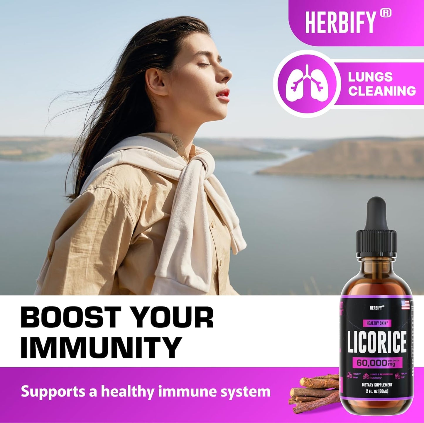 Lions Mane Drops & Licorice Root Extract Bundle for Brain Boost and Nervous Stomach Support by HERBIFY