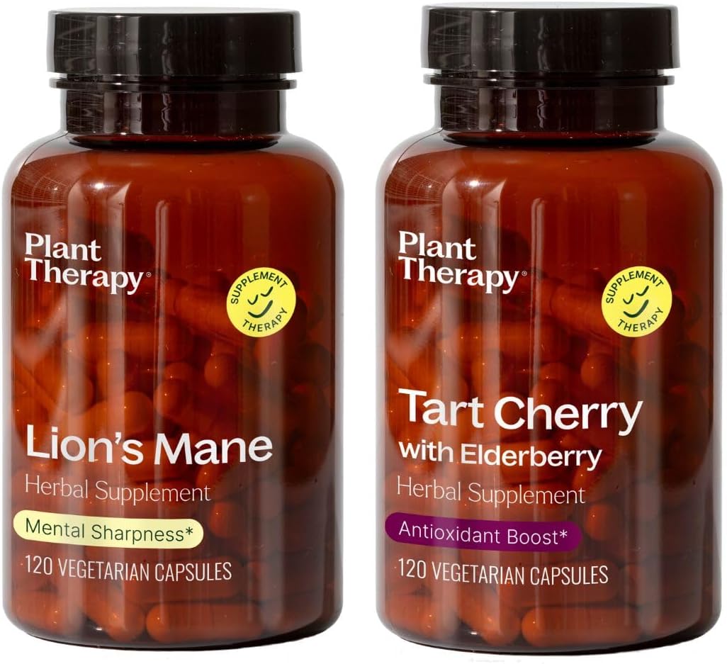 Lion's Mane & Tart Cherry with Elderberry Herbal Supplement Capsules for Plant Therapy