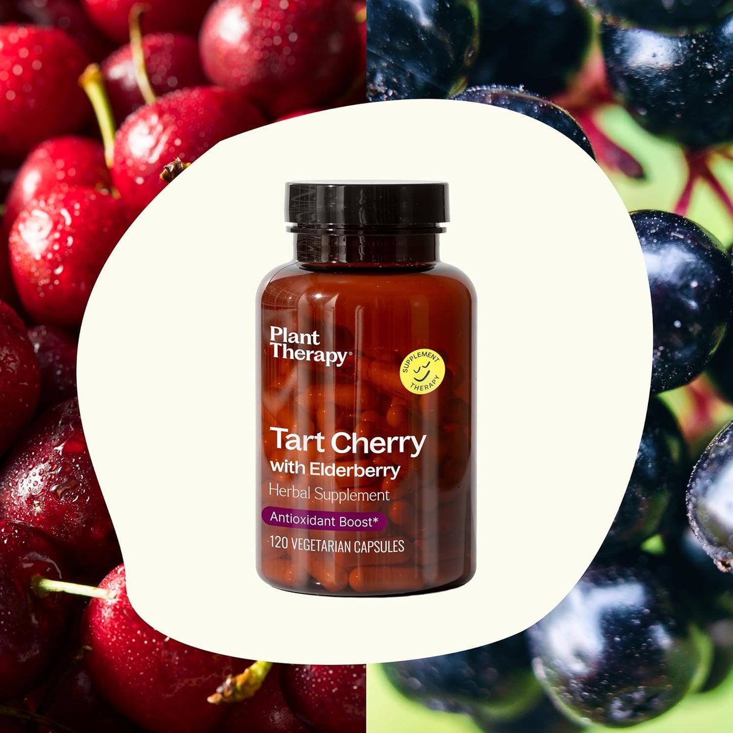 Lion's Mane & Tart Cherry with Elderberry Herbal Supplement Capsules for Plant Therapy
